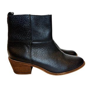 Madewell Women's Black 9.5 Leather Zip-Up Bootie Heel Shoes
